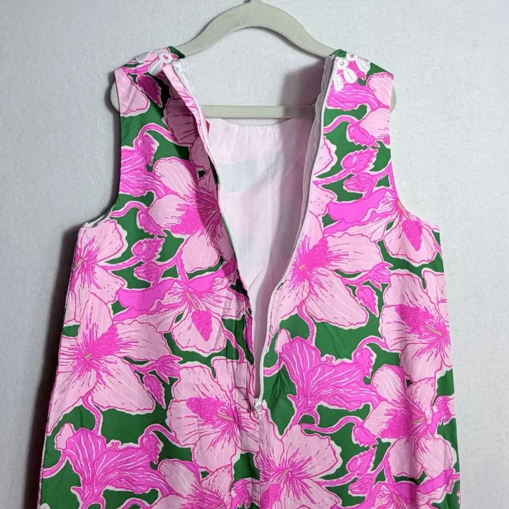 Lilly Pulitzer Kelly Green Hibis Kiss Floral Classic Shift Dress Girl's Size 10